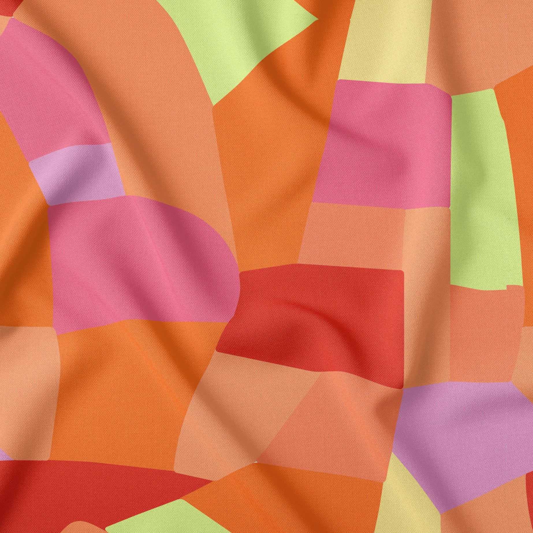 Organic Blocks Fiestas Solar Orange Print On-Demand Fabric