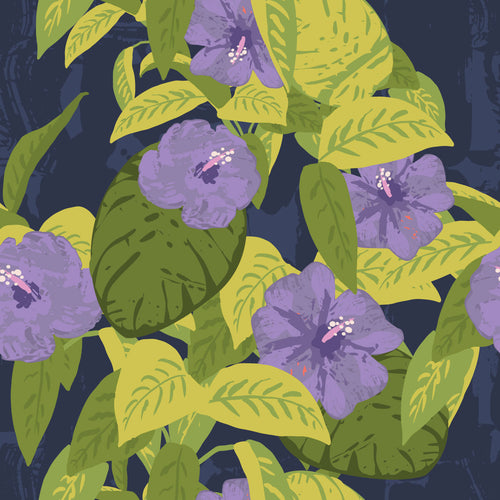 Abstract Hibiscus Dopamine Drift Navy EXCLUSIVE