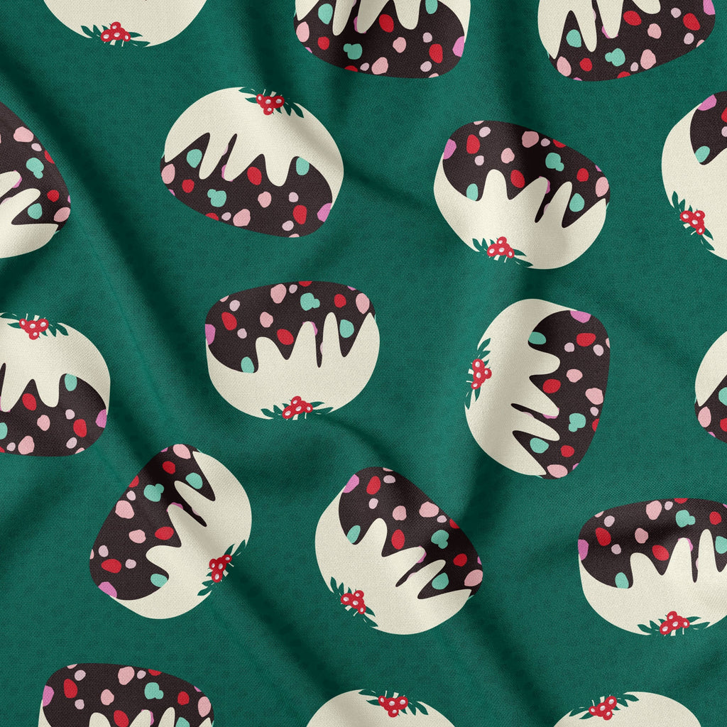 Christmas Pudding Cadmium Green Print-On-Demand Fabric