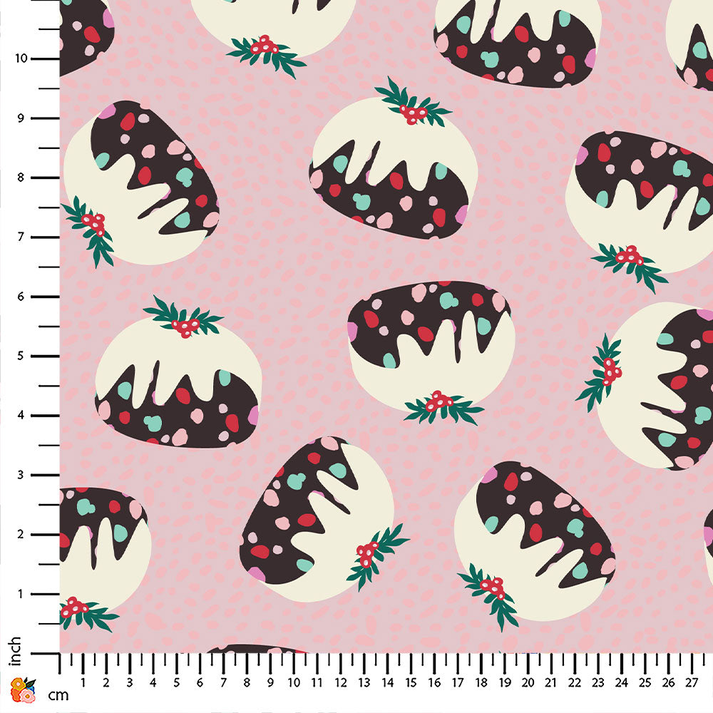 Christmas Pudding Pale Lilac Print-On-Demand Fabric