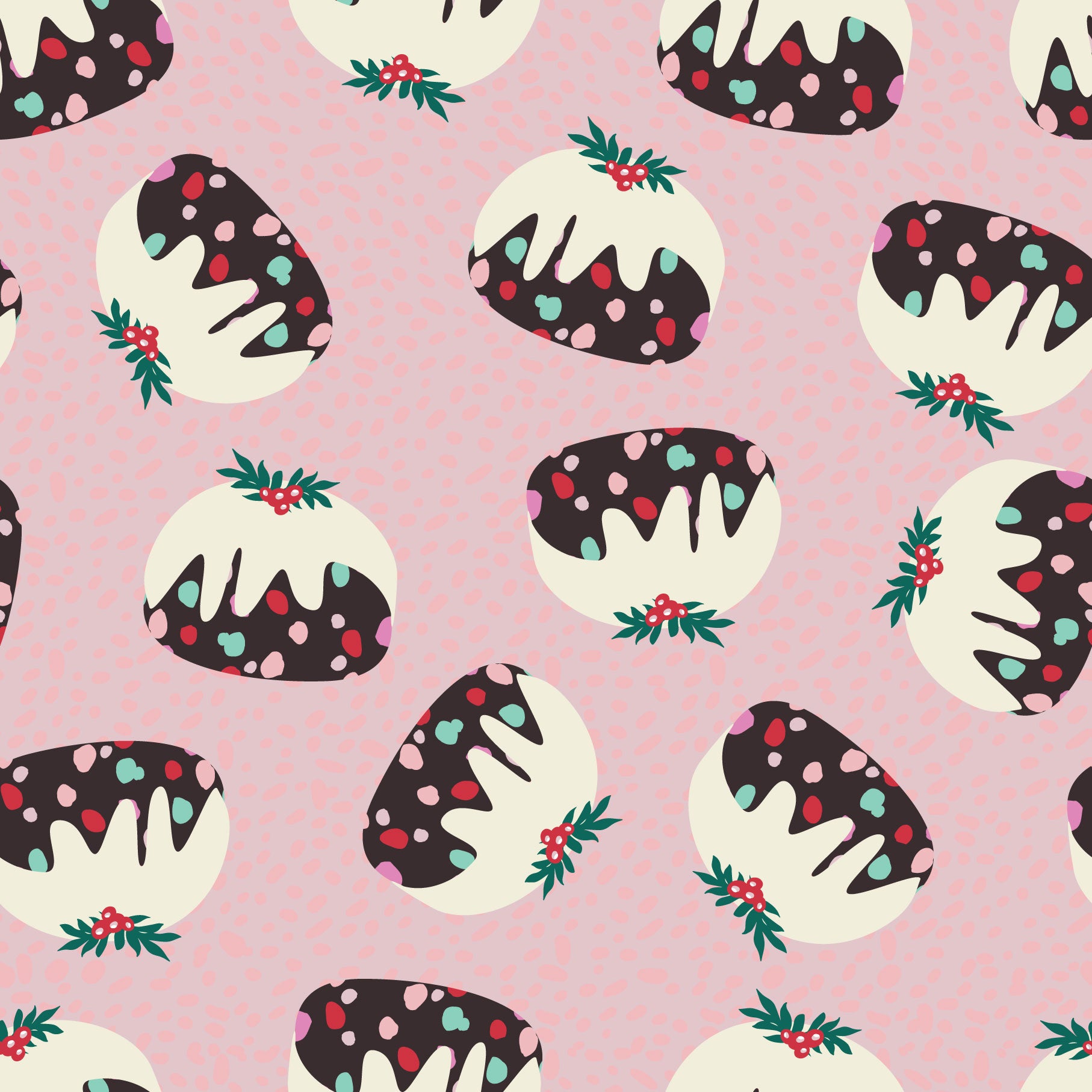 Christmas Pudding Pale Lilac Print-On-Demand Fabric