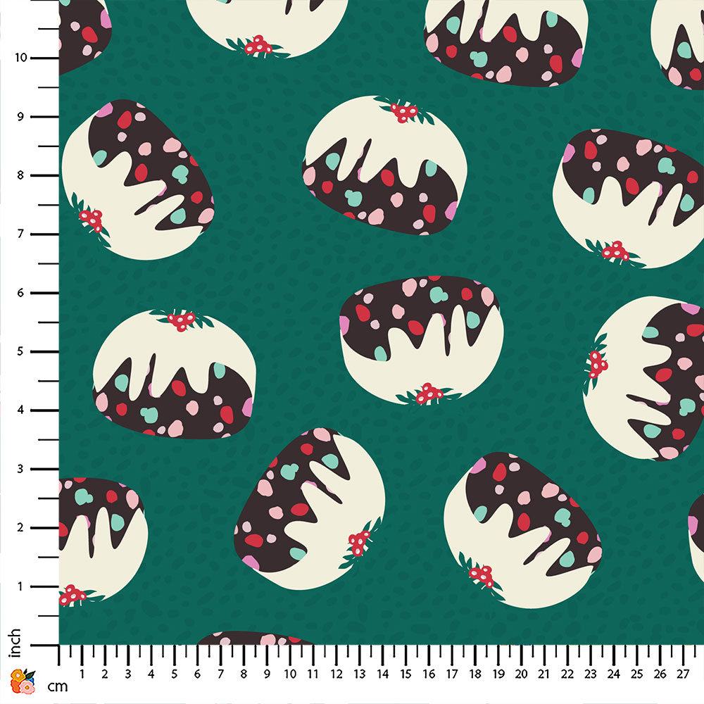 Christmas Pudding Cadmium Green Print-On-Demand Fabric