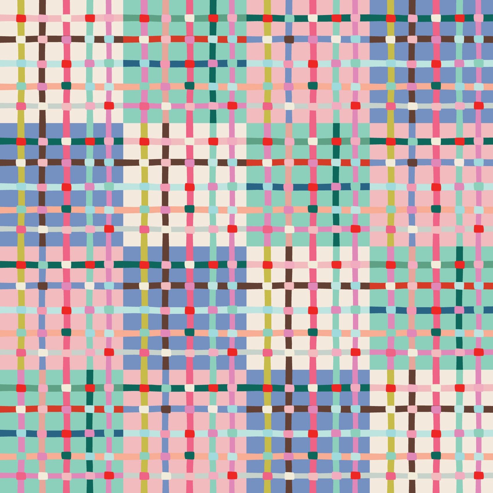 Open Weave Patchwork Pastel Print-On-Demand Fabric