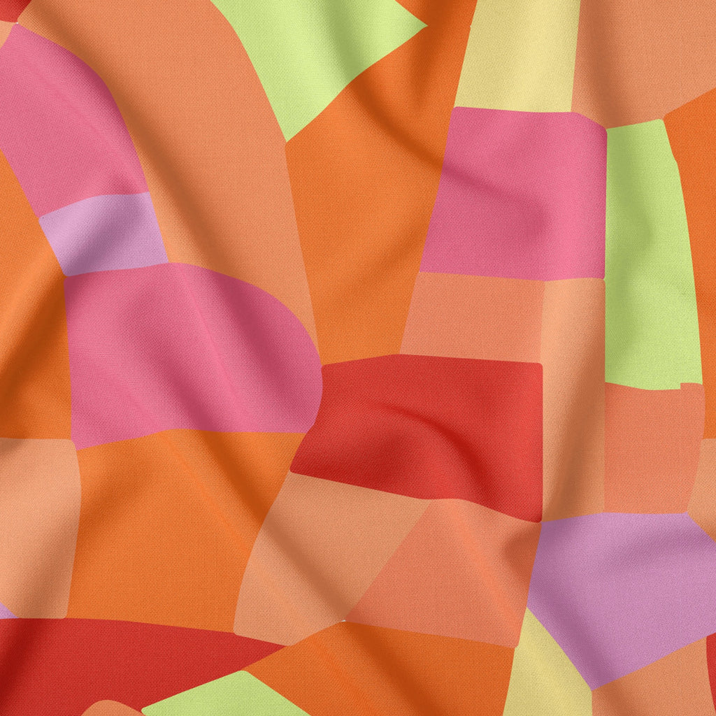 Organic Blocks Fiestas Solar Orange Print On-Demand Fabric