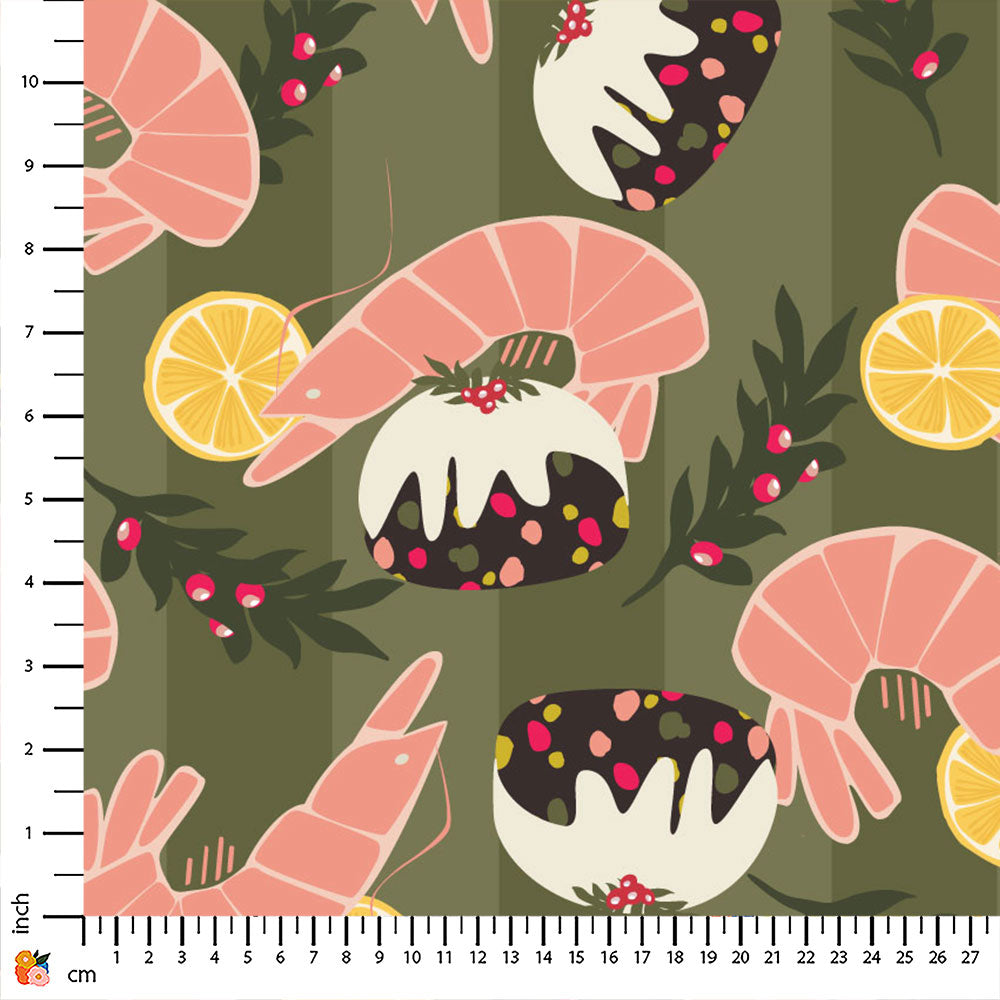 Prawns and Pudding Cypress Print-On-Demand Fabric
