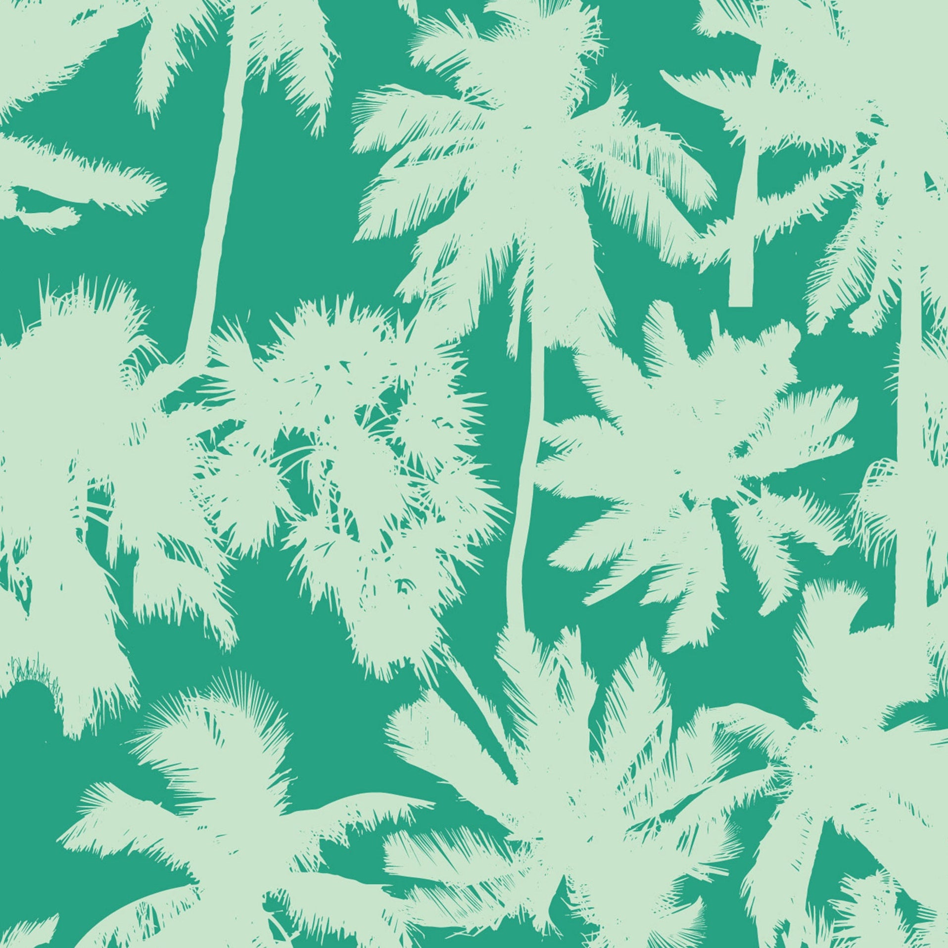Stencil Palm Summer Bliss Vivid Green Print On Demand Fabric