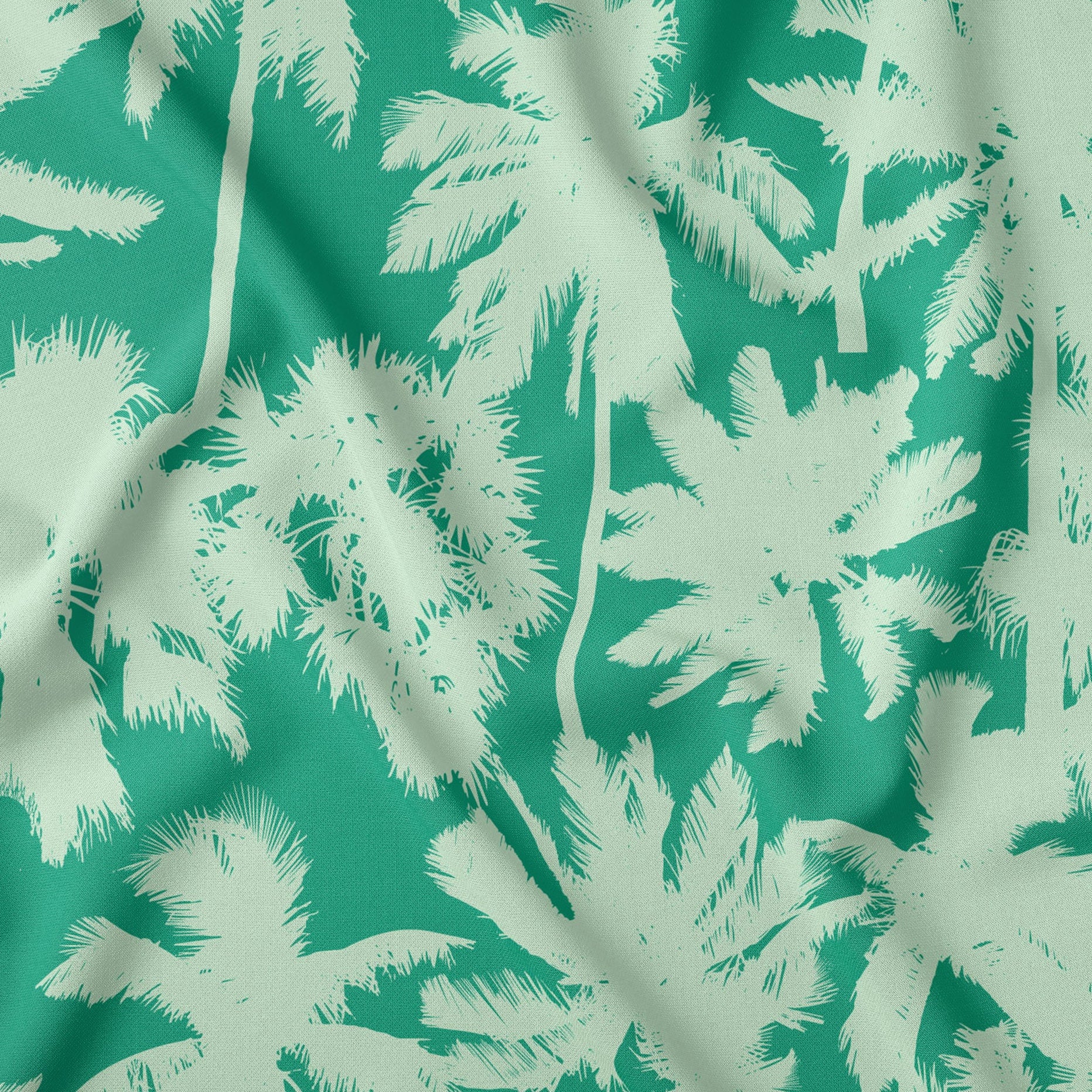 Stencil Palm Summer Bliss Vivid Green Print On Demand Fabric