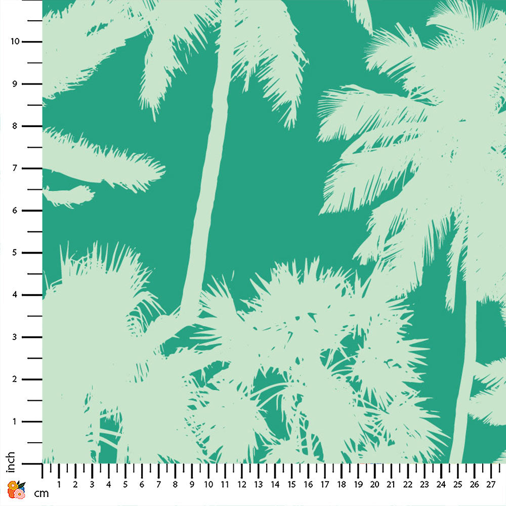 Stencil Palm Summer Bliss Vivid Green Print On Demand Fabric