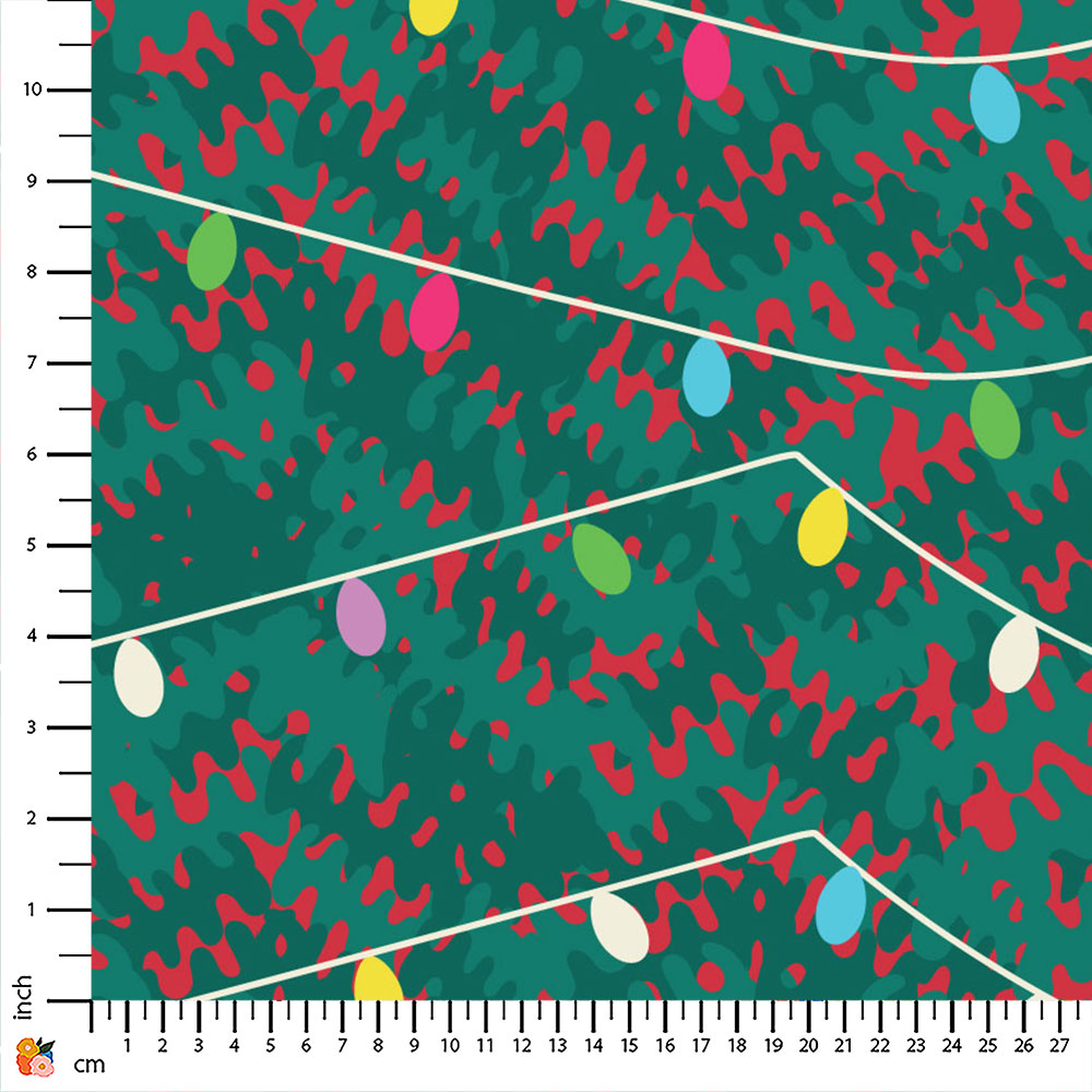 Tree Lights Poinsettia Multi Print-On-Demand Fabric