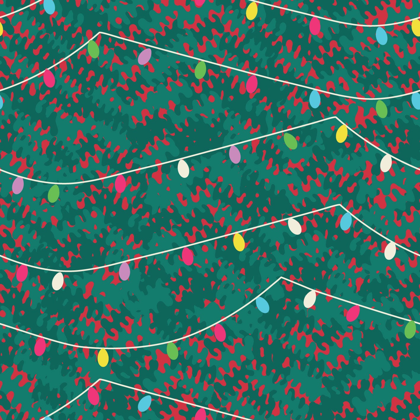 Tree Lights Poinsettia Multi Print-On-Demand Fabric